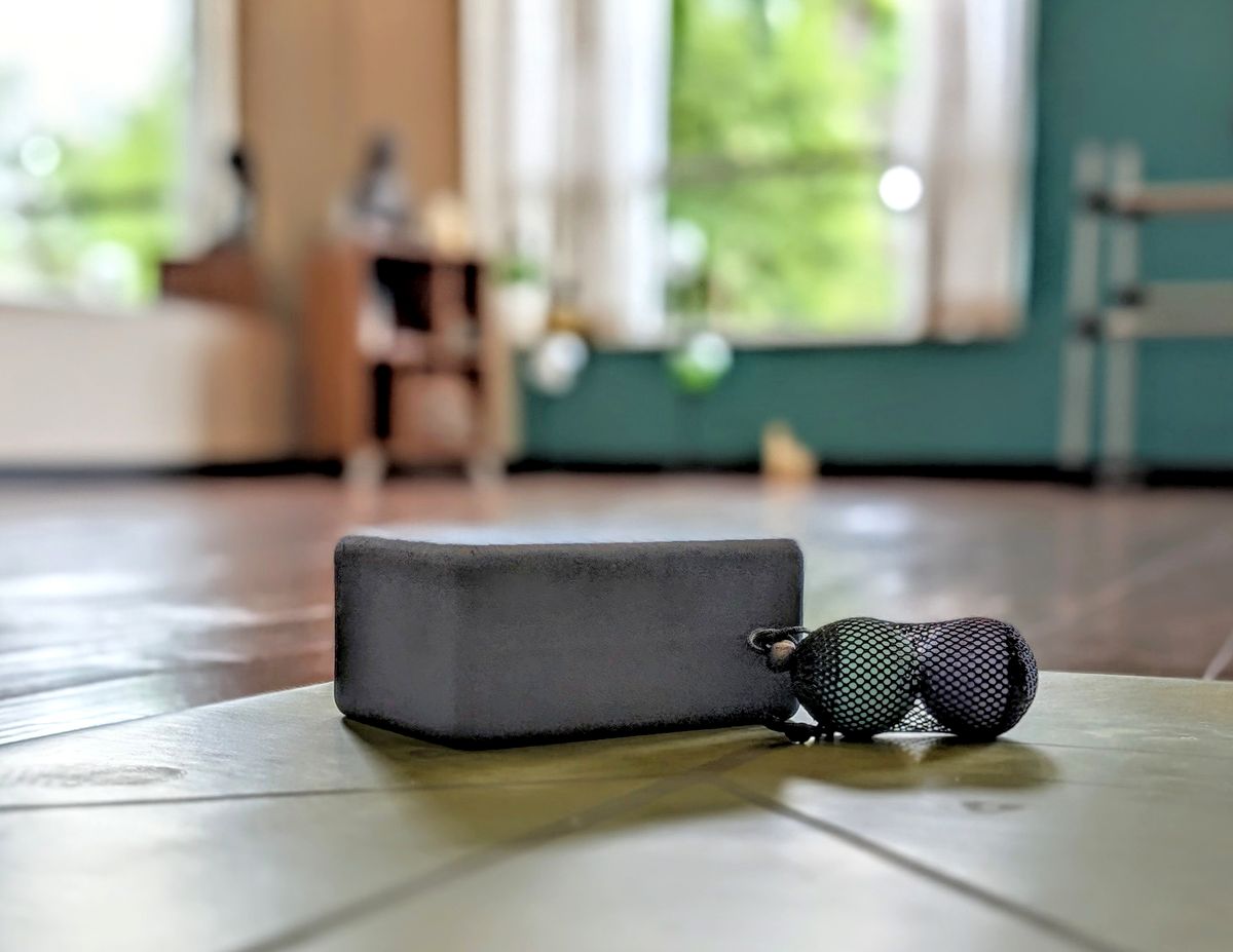 Yoga block, mat and myofascial release balls in the VIVE studio
